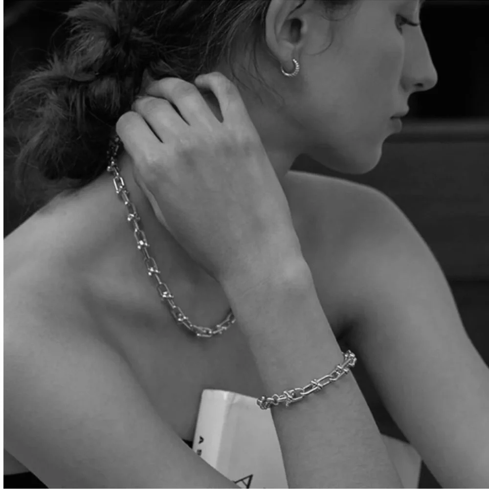 Silver Hardwear Small U Link Bracelet